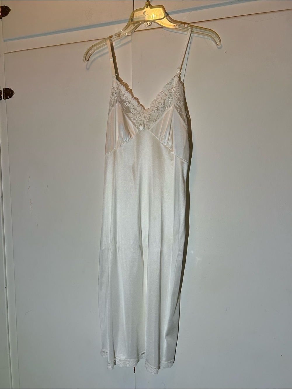 Vintage Ashley Taylor Ivory Satin Lace-Trim Slip